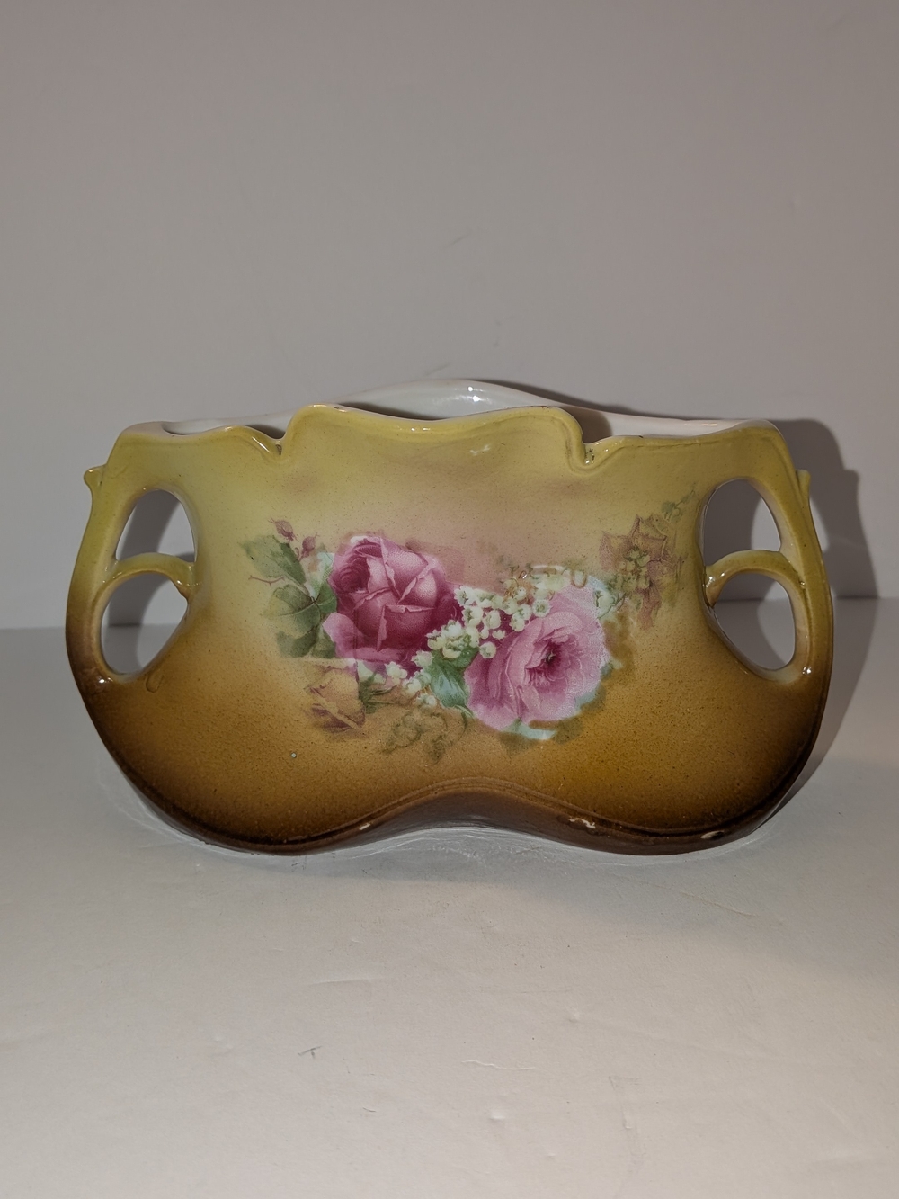 Antique Austrian Porcelain Pillow Vase from Circa 1890-1920 Double Handled